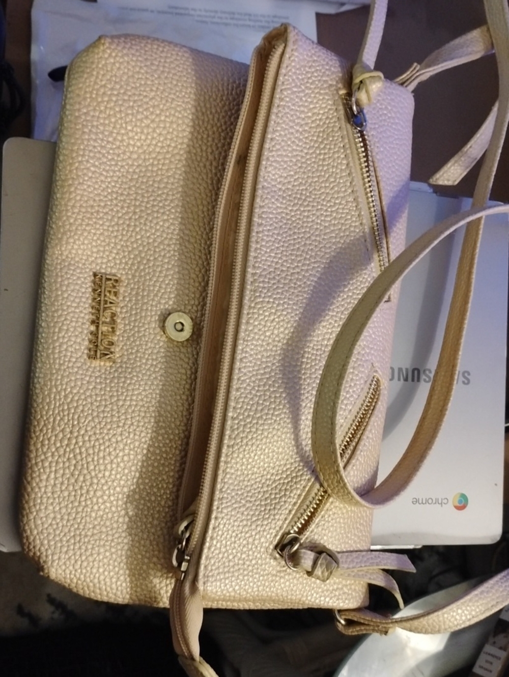 Metallic Champagne Crossbody Bag by Reaction Kenneth Cole